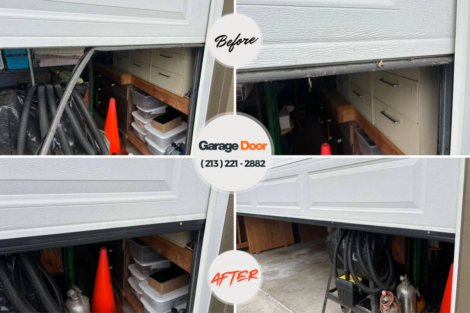 Before and after: garage door repair Oakhurst, OK